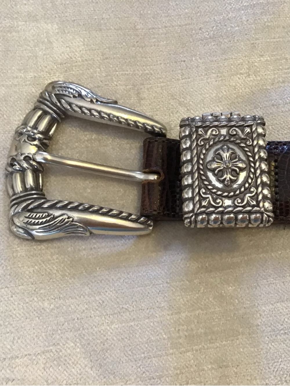 Brighton Museum Collection Collectible Brown Leather Belt with Unique Locket